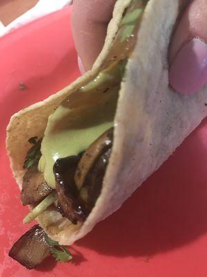 Mushroom taco with fresh handmade tortilla