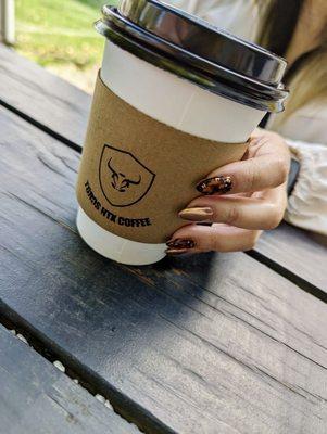 Hazelnut latte with oat milk (Photo credit: Jason D.)