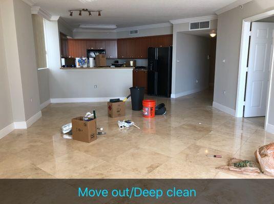 We specialize in move in / out. We pay attention to every detail. Tile floor.