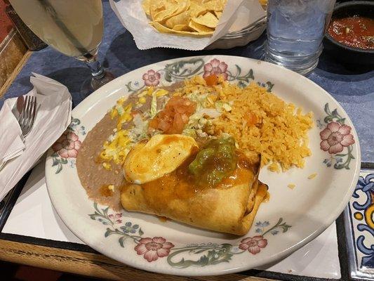 Chimichanga burrito plate