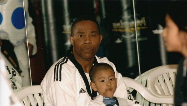 Taekwondo Lemon Grove instructor Larry Spears and one of his students.