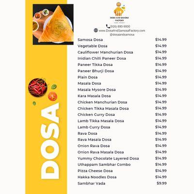 Dosa menu