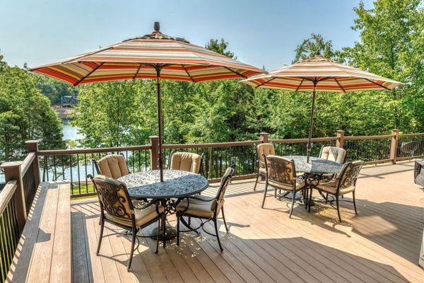 Lake views while dining outside on the deck