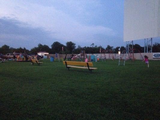 Children's play area in front of the screen. Kids can kill time before the movie starts.