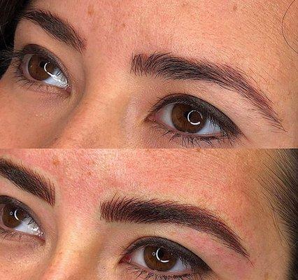 Cosmetic Tattoo - Microblading // technique allows the ability to create crisp, realistic hair strokes. The service can add density to exist