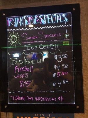 Example of the daily specials