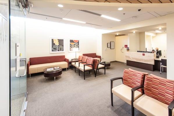 Waiting room area of the USC Roski Eye Institute in Pasadena.