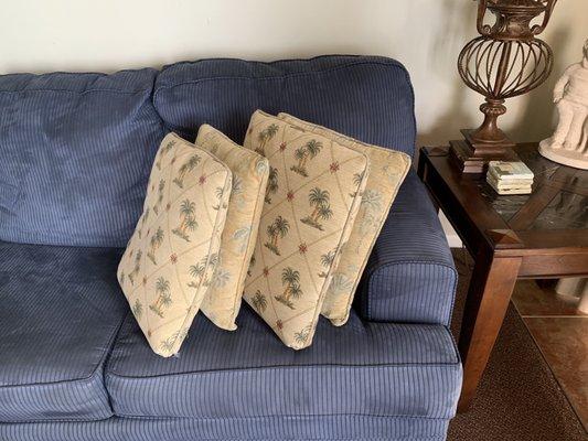 Flat pillows and outdated furniture. Never been cleaned.