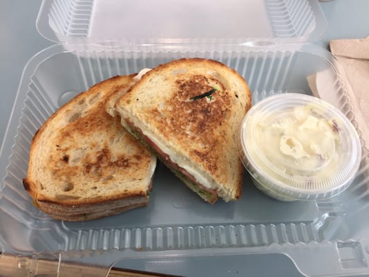 Caprese sandwich and potato salad