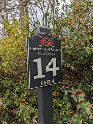 Hole 14 marker.