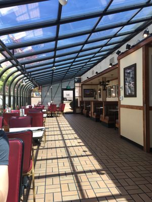 Beautiful patio dining in the back of the resturant