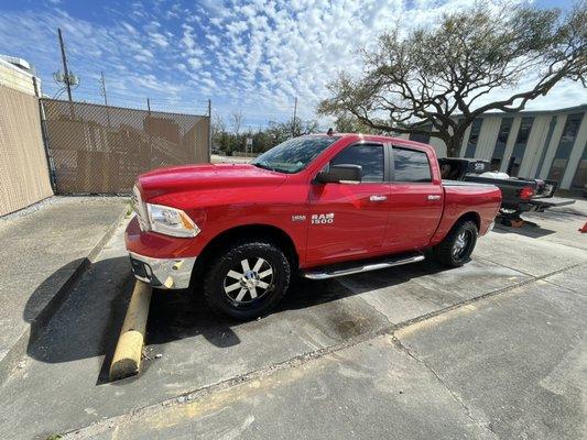 Dodge ram received wash, decontamination, and our ceramic sealant. Look at that shine!