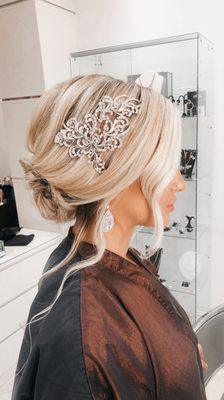 Bridal updo, bridal hair accessories