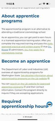 *SCHOOL ALTERNATIVE* Apprenticeship requirements