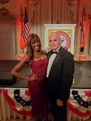 Bill and Kate Lewis enjoying an evening with friends at Mar-a-Lago in Palm Beach, Florida.