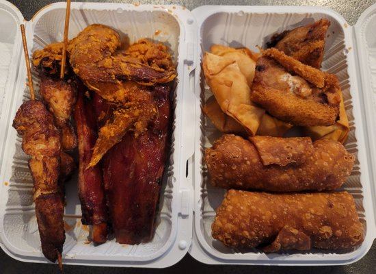 Pu Pu Platter (For 2)-Egg rolls, crab rangoon, chicken wings, shrimp toast, bbq spare ribs and chicken teriyaki