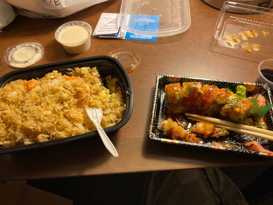 Shrimp Frued Shrimp Fried Rice and Ichiban Roll