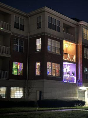 My Christmas lights on our balcony in The Landings.