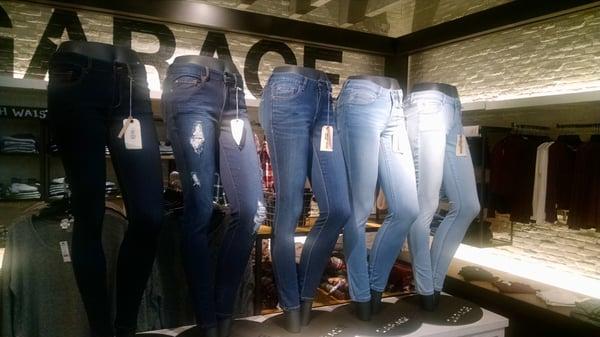 Jeans in varying shades.