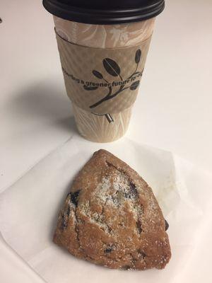 Blueberry scone and a medium coffee