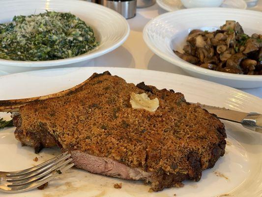 Dry aged ribeye with shallot and bone marrow crust