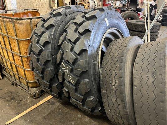 Tires being foam filled.