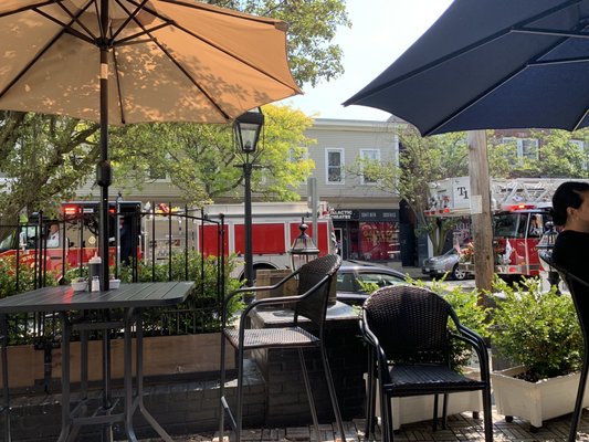 Patio view, with parade going by!