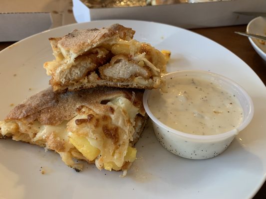 Chili chicken with fresh pineapple calzone