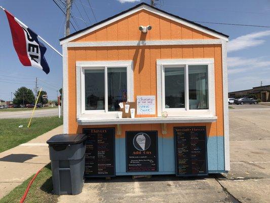 The front of the shaved ice spot