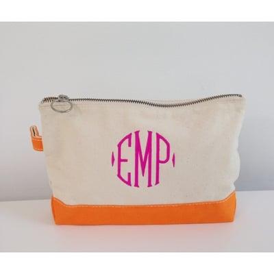 Monogrammed Canvas Zip Case