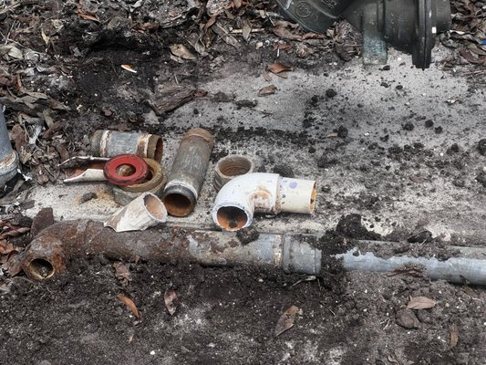 The broken pieces of pipe they found