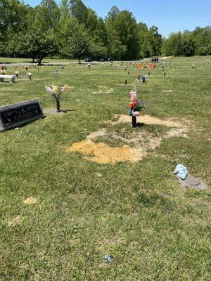 My parents headstone turned sideways on my Granfather's grave!