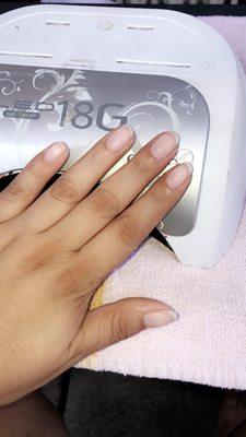 Manicure before gel polish application.