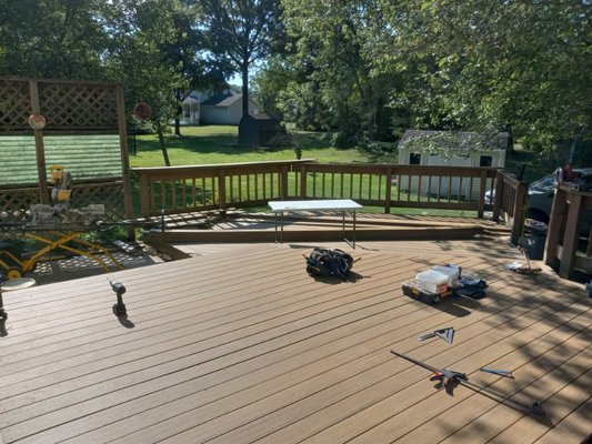 Demo, level and finished Decking.  dual level deck