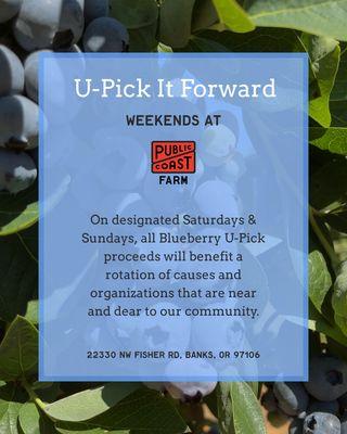 U-Pick it Forward Weekends!