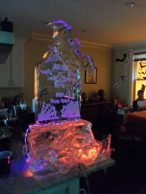 Awesome ice sculpture for my son's 2nd birthday party.