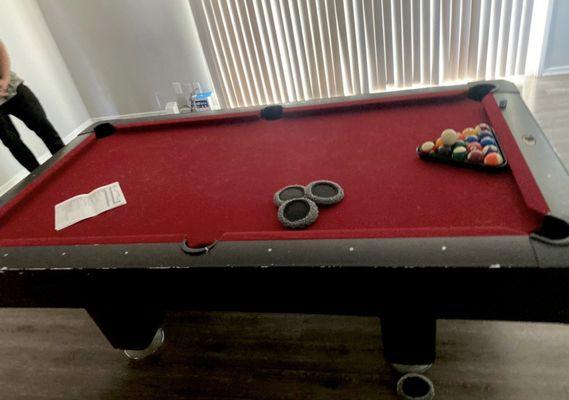 Pool table that was moved downstairs