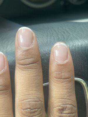 Chipped nail ONE DAY after service (one of many chipped nails).