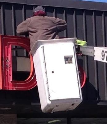 Our Sign Trade Pro is replacing a faulty transformer.