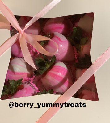 Pink and white Marbled Strawberries