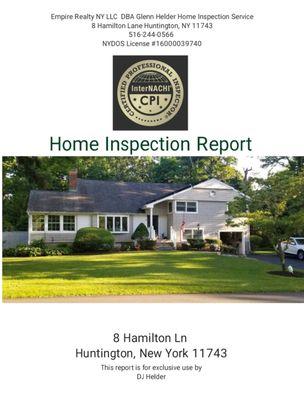 Cover page of one of my Home Inspections