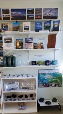 Our many selections of books from local authors, and souvenirs by local businesses.