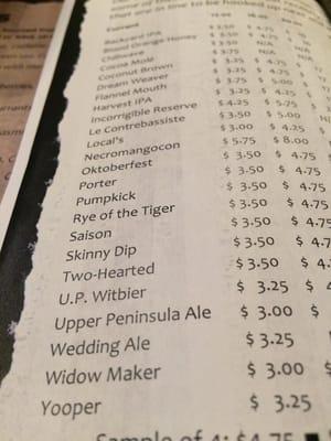 Beer list...