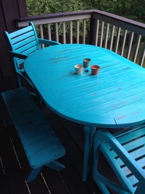 Deck furniture looks great thanks to Whimsical and the paint I got there! What fun, now I need to find something more to paint!