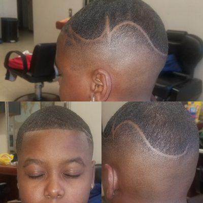 Bald fade w/design