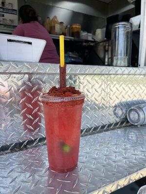 Agua Loca - watermelon juice with spicy chamoy topping