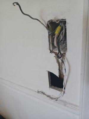 They left exposed wires, no power in 3 rooms downstairs, no switches to turn my lights on.