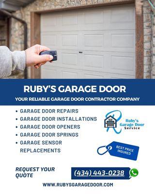 Problems with your garage door? Ruby's Garage Door in Charlottesville offers quick and effective solutions.