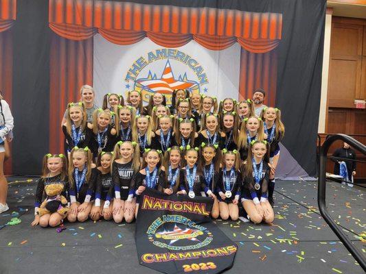 daughters team won first place at the 2023 American Royale cheer