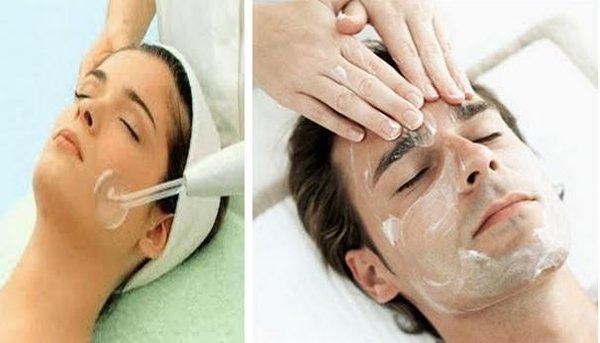 Facial treatment with massage and High Frequency